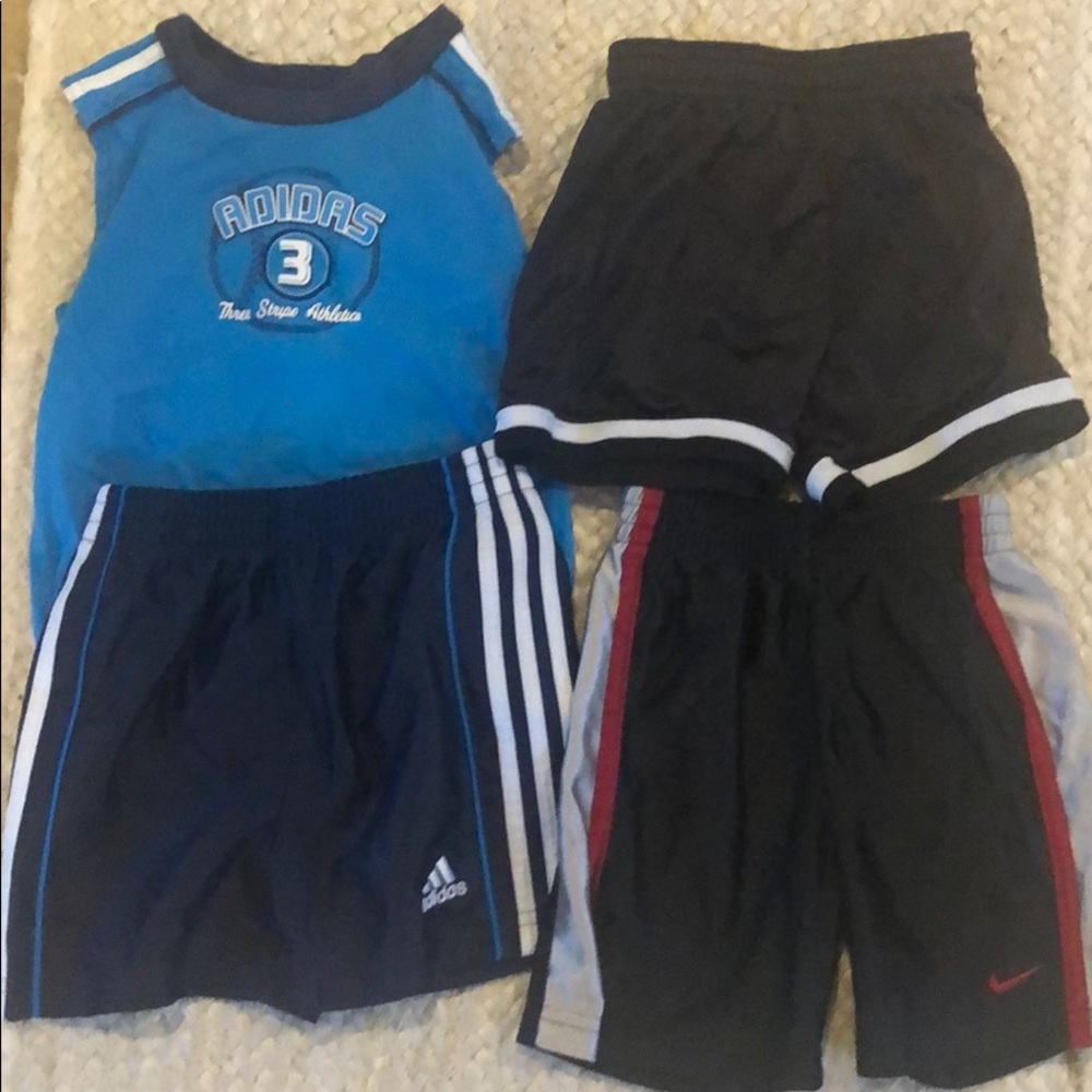 Athletic shorts and top